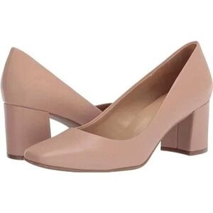 NWOB Naturalizer Warner Square Toe Block Heel Pumps Leather Peach Size 11 Career
